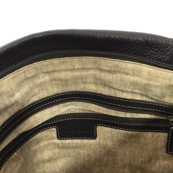 Levenger Distressed Brown Leather Hobo Tote - Picture 12 of 14